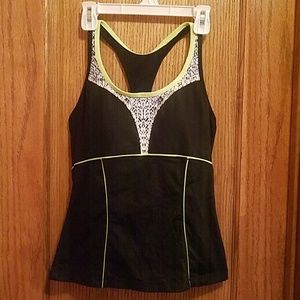 Womens Athleta Tankini Top sz XS black/lime